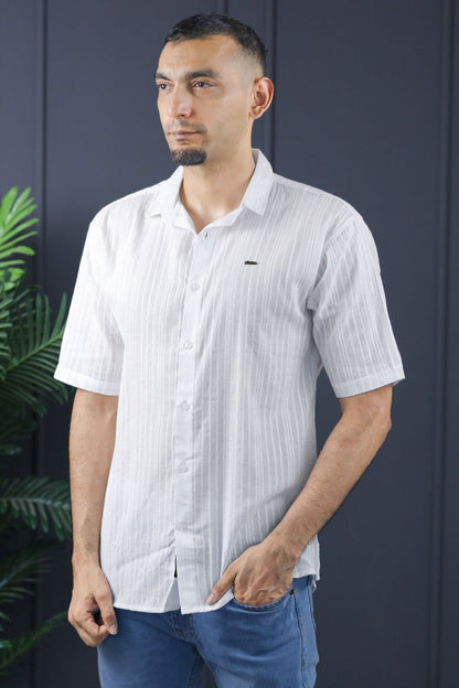Turbo Textured Champ Casual Shirt In White