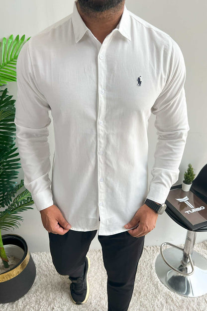 Polo Rph Lren Custom SlimFit Casual Shirt In White