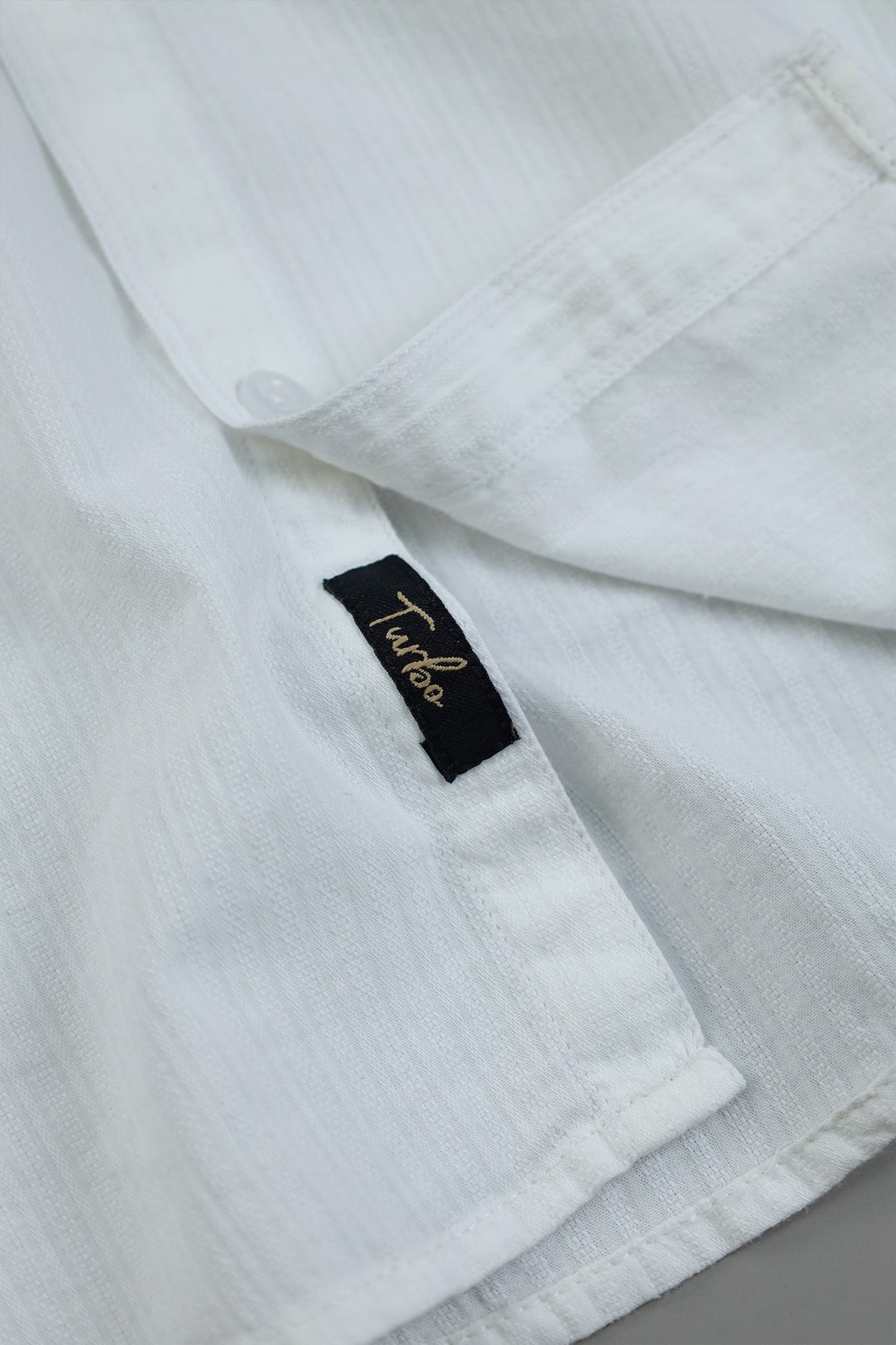 Turbo Organic MonoChromatic Long Sleeve Cotton Casual Shirt in White