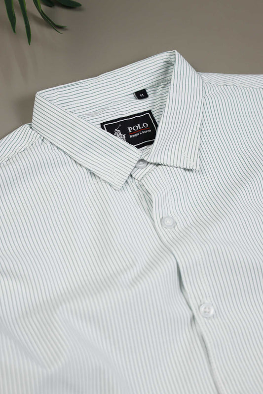 Polo Rph Lren Stripe Poplin Cotton Casual Shirt In White