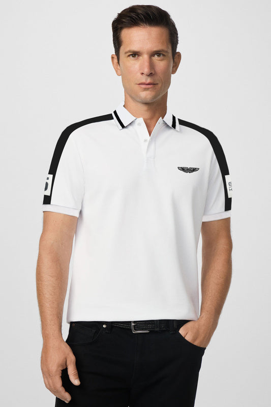 Hackt Lndn Astn Martn UltraCore Athletic Men's Polo Shirt In White