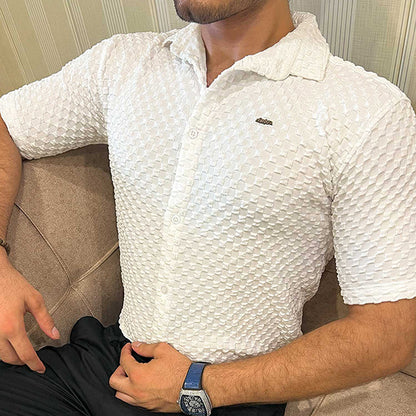 Turbo Popcorn Cuba Waffle Casual Shirt In White