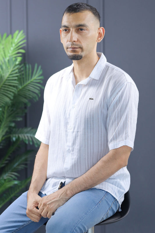 Turbo Textured Champ Casual Shirt In White