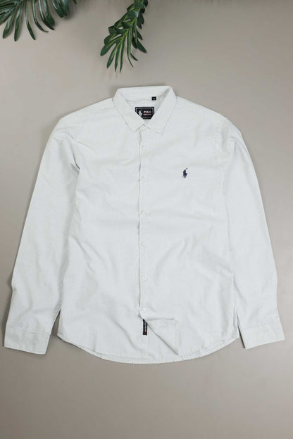 Polo Rph Lren Stripe Poplin Cotton Casual Shirt In White
