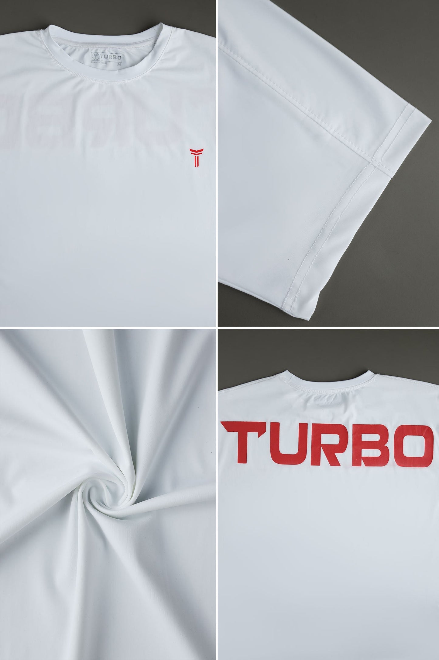 Turbo Font Typography Breathable Dry-Fit Tee In White