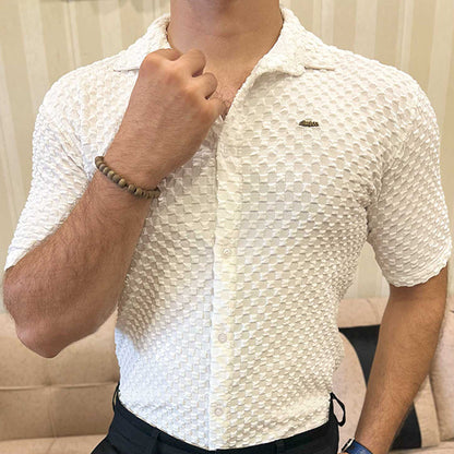 Turbo Popcorn Cuba Waffle Casual Shirt In White