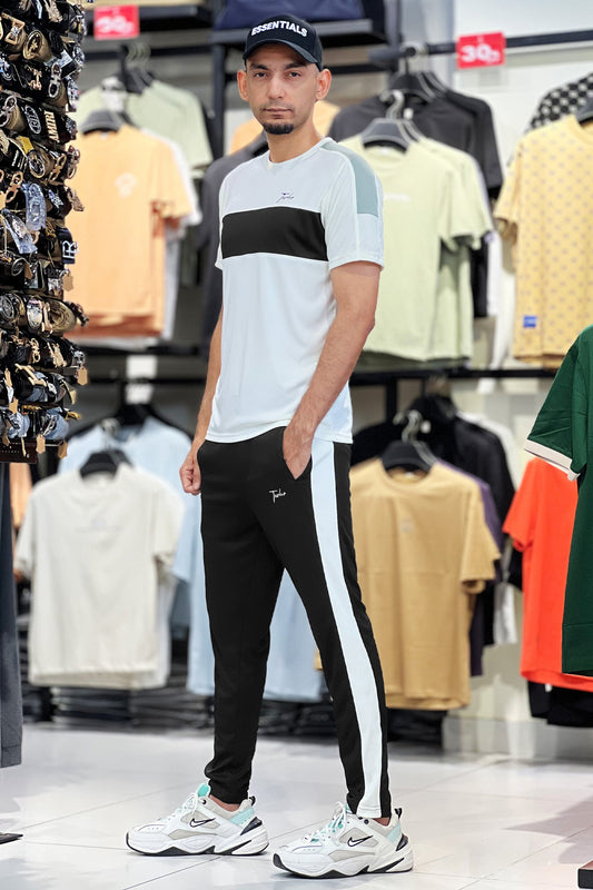Turbo Color-Block Pannel Quick-Dry Tracksuit In Off White