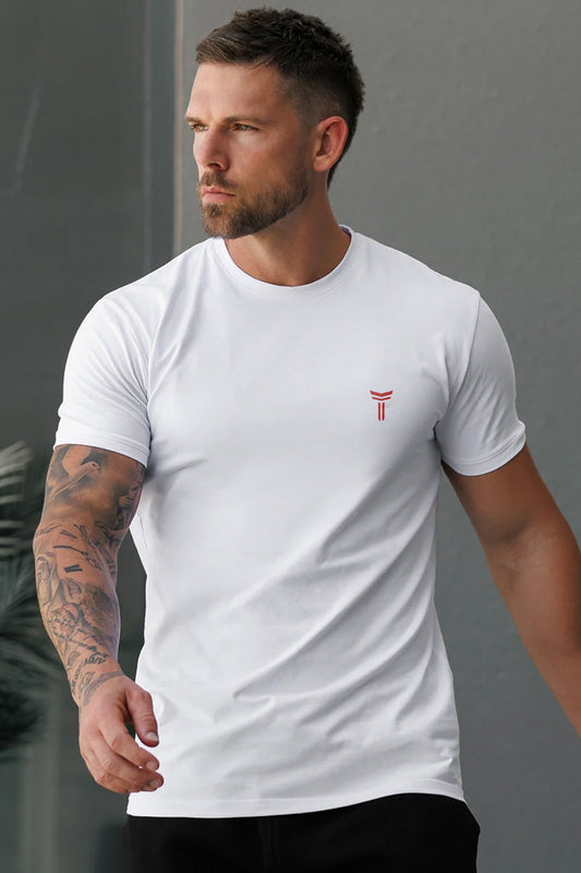 Turbo Font Typography Breathable Dry-Fit Tee In White