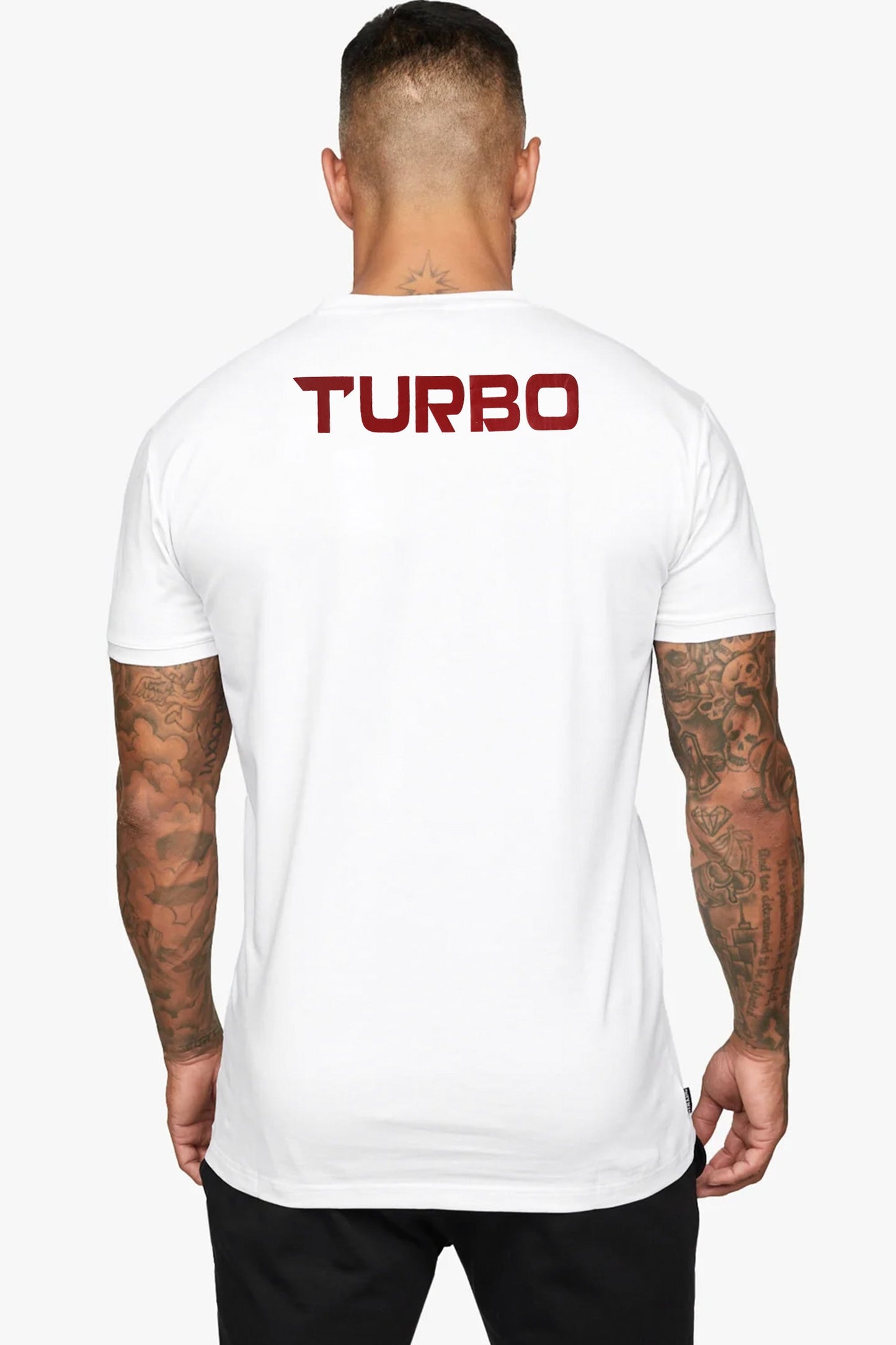 Turbo Font Typography Breathable Dry-Fit Tee In White