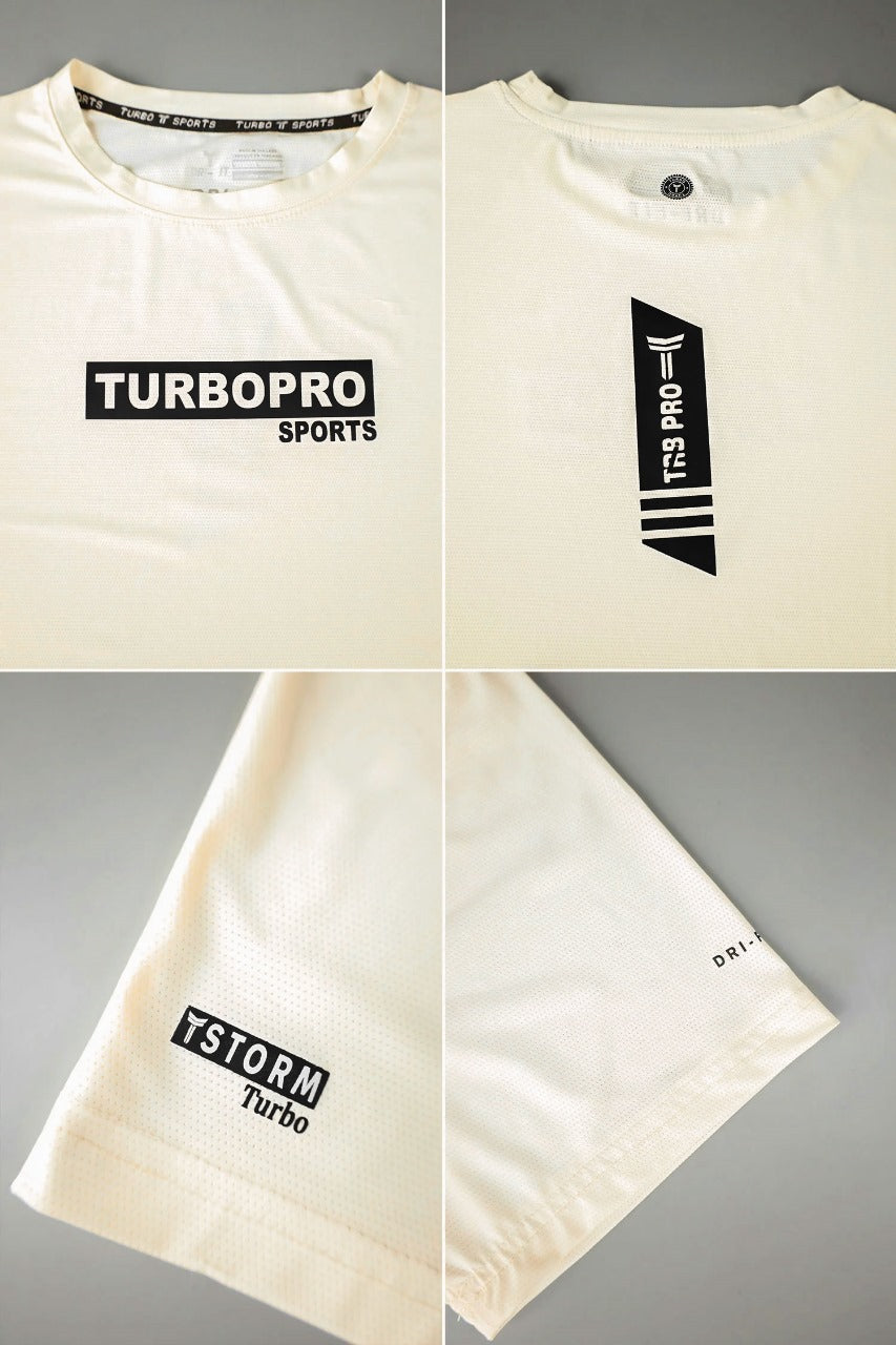 Turbo Pro Sports Climalite Mesh Dry-Fit Tee In Off White