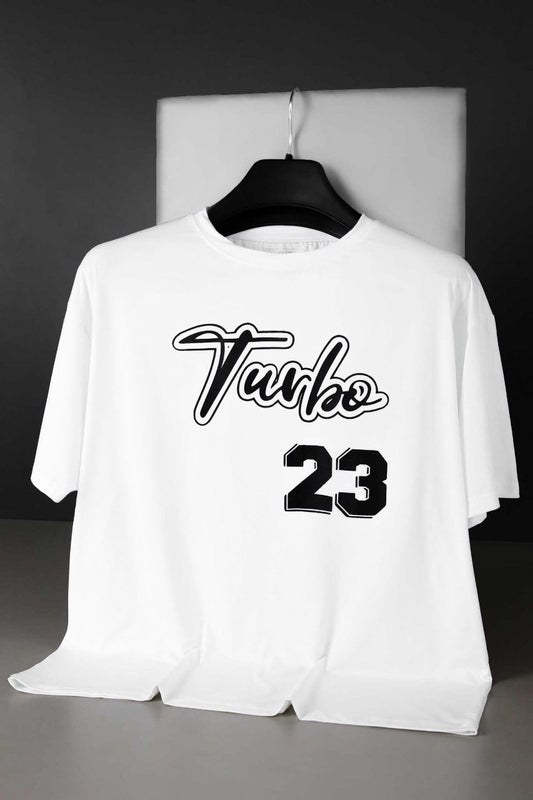 Turbo Heritage '23' Throwback Script Dry-Fit Tee In White