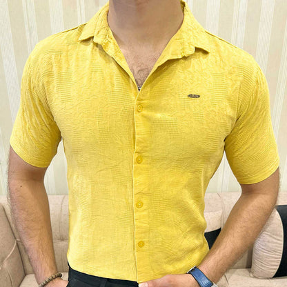 Turbo Artistic Touch Comfort Casual Shirt In Mustard Yellow