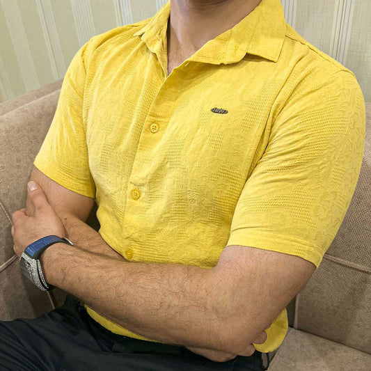 Turbo Artistic Touch Comfort Casual Shirt In Mustard Yellow