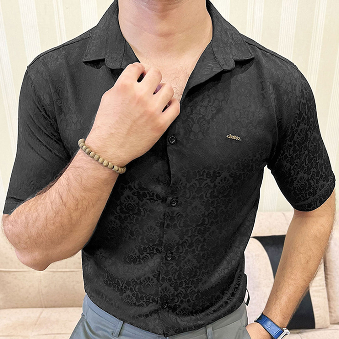 Turbo Designer Motif Floral Casual Shirt In Black