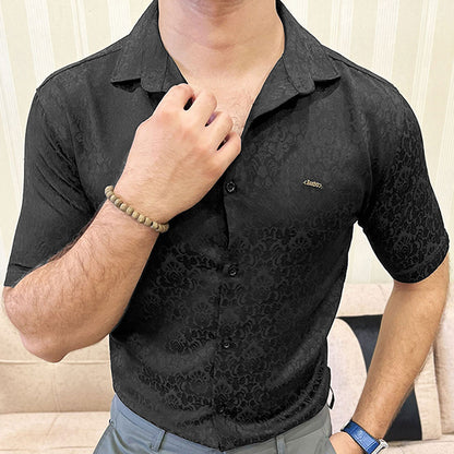Turbo Designer Motif Floral Casual Shirt In Black