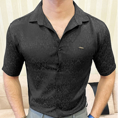 Turbo Designer Motif Floral Casual Shirt In Black