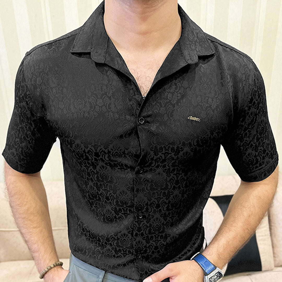 Turbo Designer Motif Floral Casual Shirt In Black