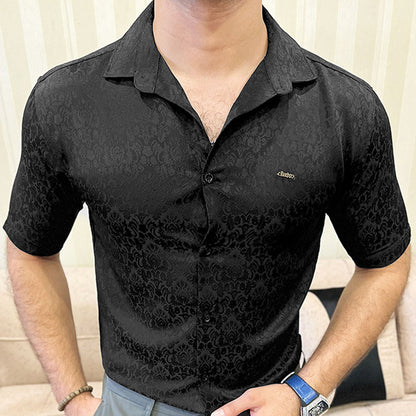Turbo Designer Motif Floral Casual Shirt In Black