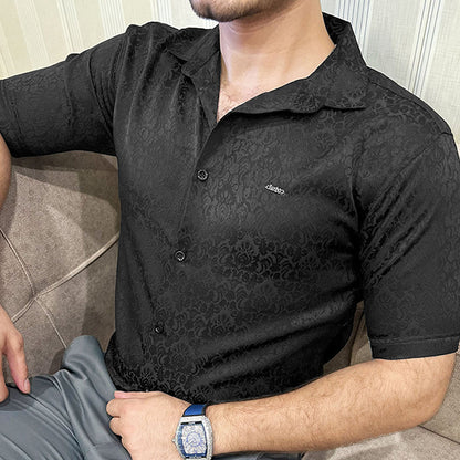 Turbo Designer Motif Floral Casual Shirt In Black