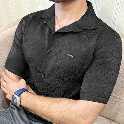 Turbo Designer Motif Floral Casual Shirt In Black
