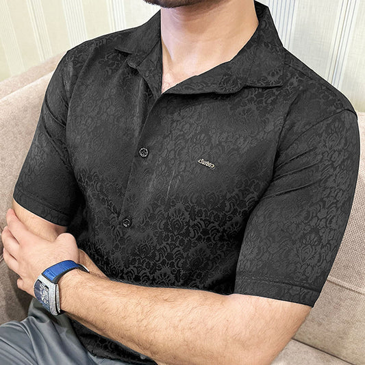 Turbo Designer Motif Floral Casual Shirt In Black