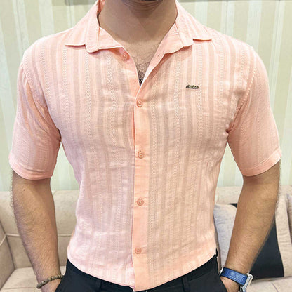 Turbo Endless Cool Embossed Casual Shirt In Baby Pink
