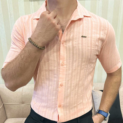Turbo Endless Cool Embossed Casual Shirt In Baby Pink
