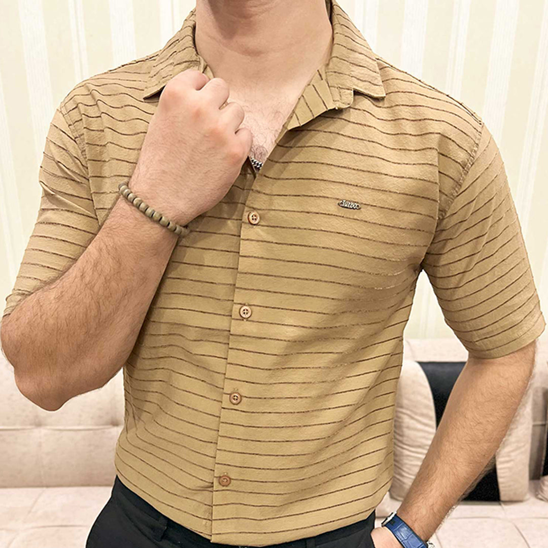 Turbo Snitch Striped Casual Shirt In Brown