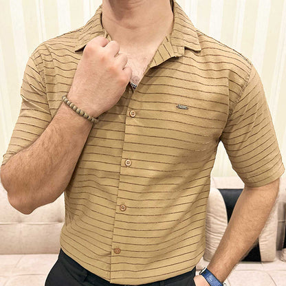 Turbo Snitch Striped Casual Shirt In Brown