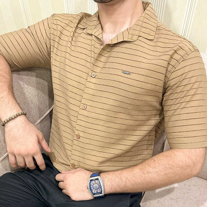 Turbo Snitch Striped Casual Shirt In Brown
