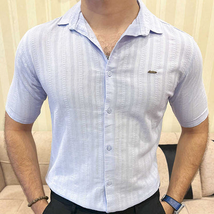 Turbo Endless Cool Embossed Casual Shirt In Light Blue