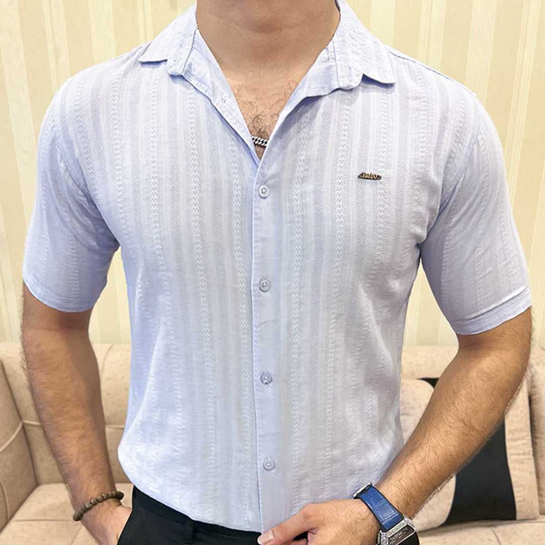 Turbo Endless Cool Embossed Casual Shirt In Light Blue