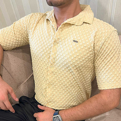 Turbo Popcorn Cuba Waffle Casual Shirt In Lemon