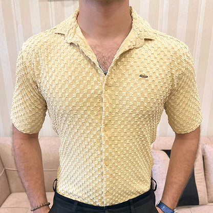Turbo Popcorn Cuba Waffle Casual Shirt In Lemon