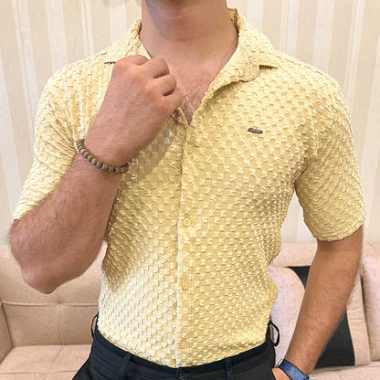Turbo Popcorn Cuba Waffle Casual Shirt In Lemon