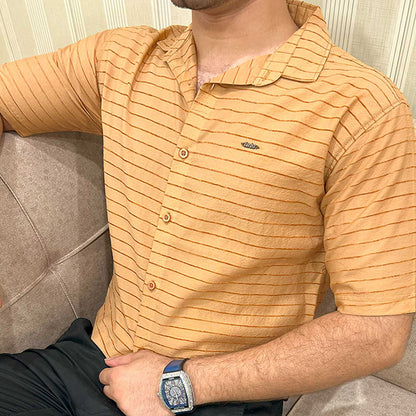 Turbo Snitch Striped Casual Shirt In Light Orange