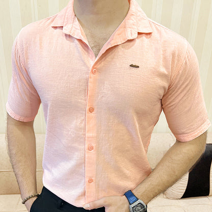 Turbo Textured Relaxed Fit Casual Shirt In Light Pink