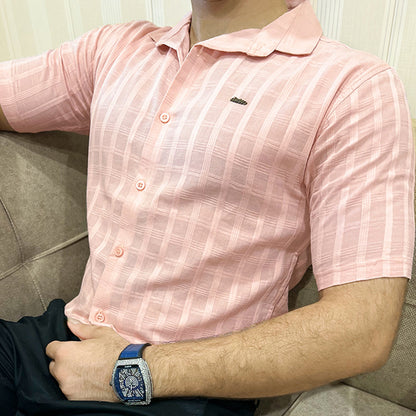 Turbo ShowOff Self Pattern Casual Shirt In Light Pink