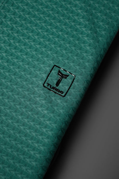 Turbo Elite Weave Textured Zipper Men's Polo Shirt In Light Green