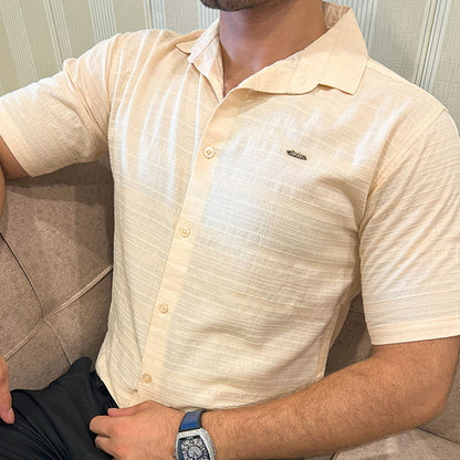 Turbo Knit Craft Crochet Casual Shirt In Light Skin