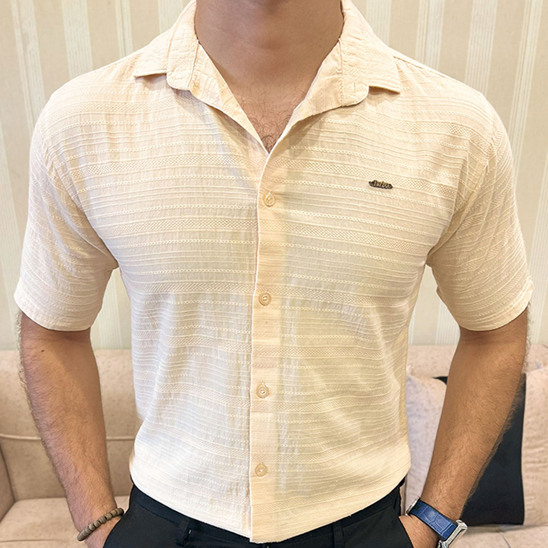 Turbo Knit Craft Crochet Casual Shirt In Light Skin