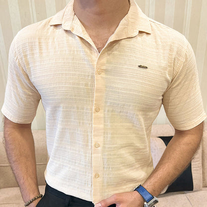 Turbo Knit Craft Crochet Casual Shirt In Light Skin