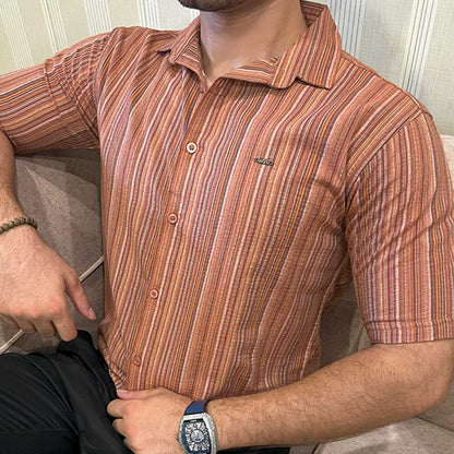 Turbo Spring Edit Textured Casual Shirt In Red Brick