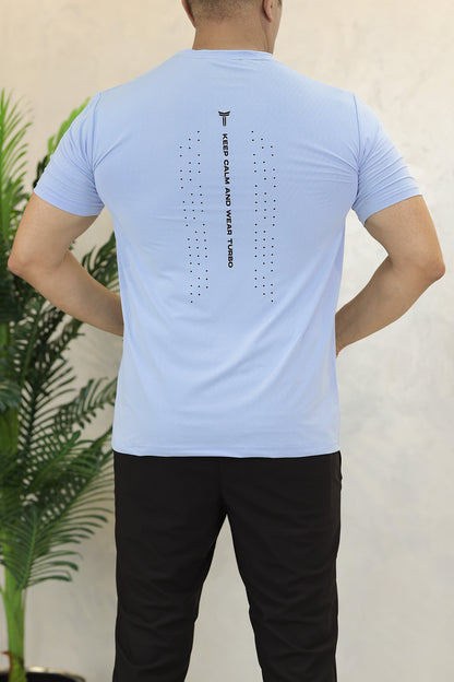 Turbo Motivational Quote ClimaCool Dry-Fit Tee In Sky Blue