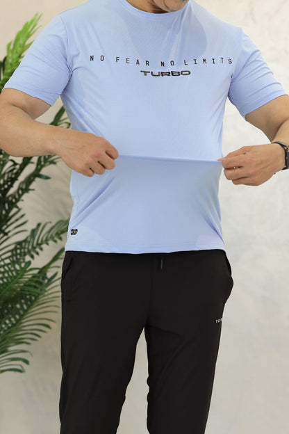 Turbo Motivational Quote ClimaCool Dry-Fit Tee In Sky Blue