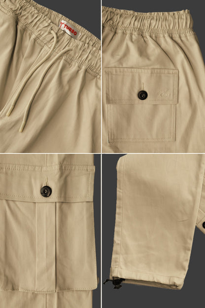 Turbo's 6 Pockets Loose Bottom Cargo Trouser In Light Skin