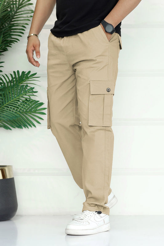 Turbo's 6 Pockets Loose Bottom Cargo Trouser In Light Skin
