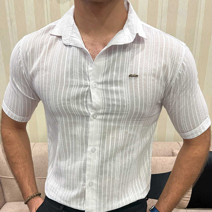 Turbo Textured Champ Casual Shirt In White