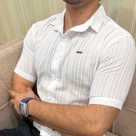 Turbo Textured Champ Casual Shirt In White